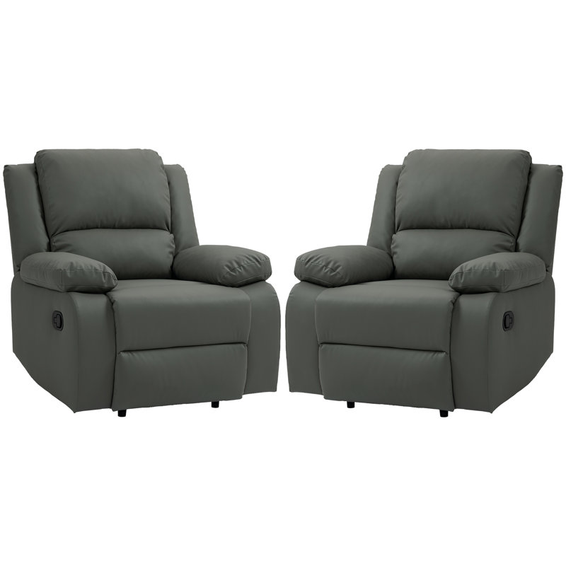 Ameiah 91.9cm Wide Faux Leather Recliner, Light Grey