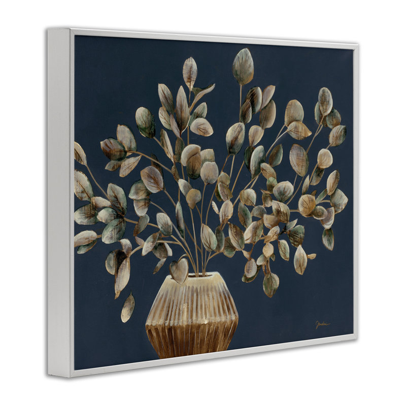 «Rustic Eucalyptus Leaves», estampe numérique par Liz Jardine, Giclée encadrée blanc bord de mer, H 16 po x l 20 po