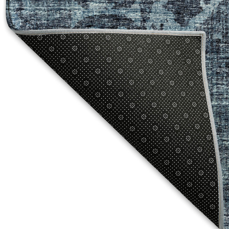 Tapis bleu marine Kelsa AMF41 lavable à la machine de qualité supérieure, Rectangle 2 pi 6 po x 3 pi 10 po