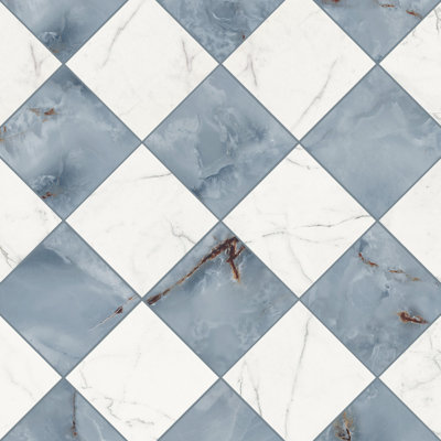 Prestige damier 8x8 Statuario et Azzurro