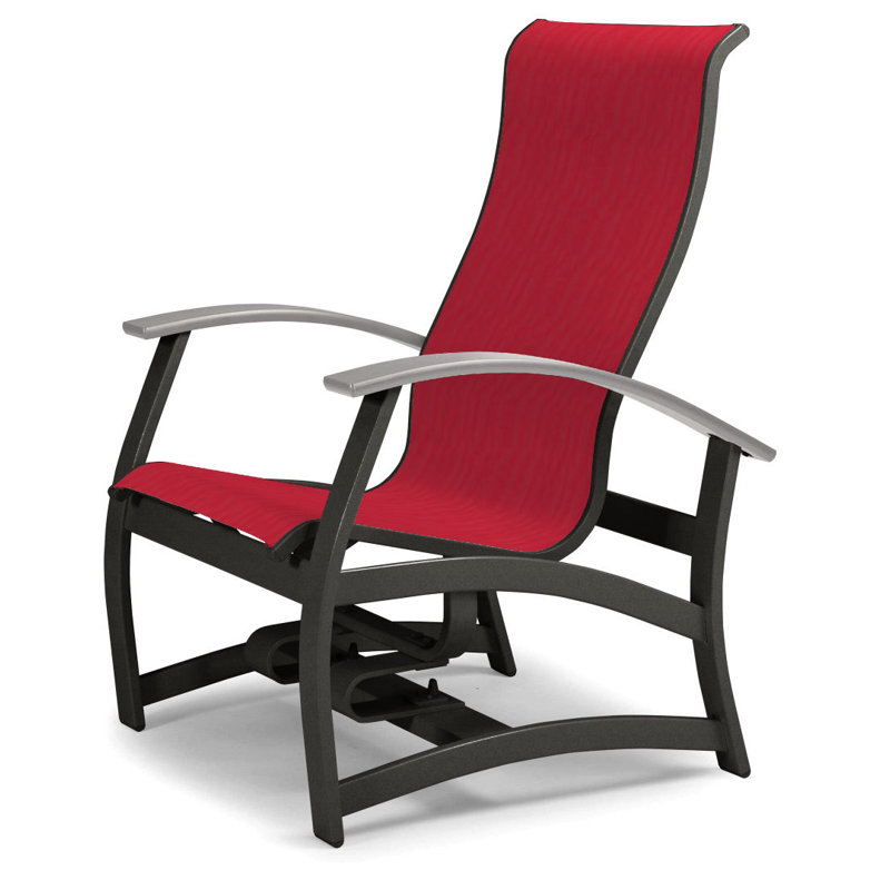 Askar Powder Coated Aluminum Outdoor Lounge Chair, White P50, Red 1D Sunbrella®, Textured Graphite