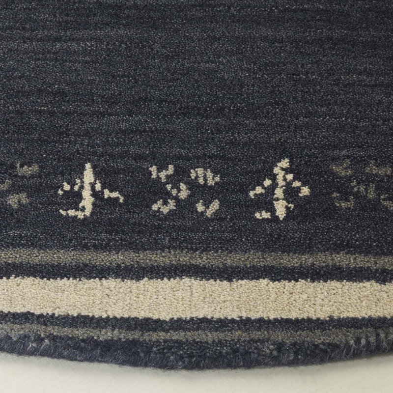 Tapis gris anthracite en laine fait à la main Santiago, Rond 8 pi
