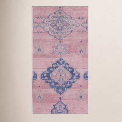 Machine Washable Pink/Blue Rug