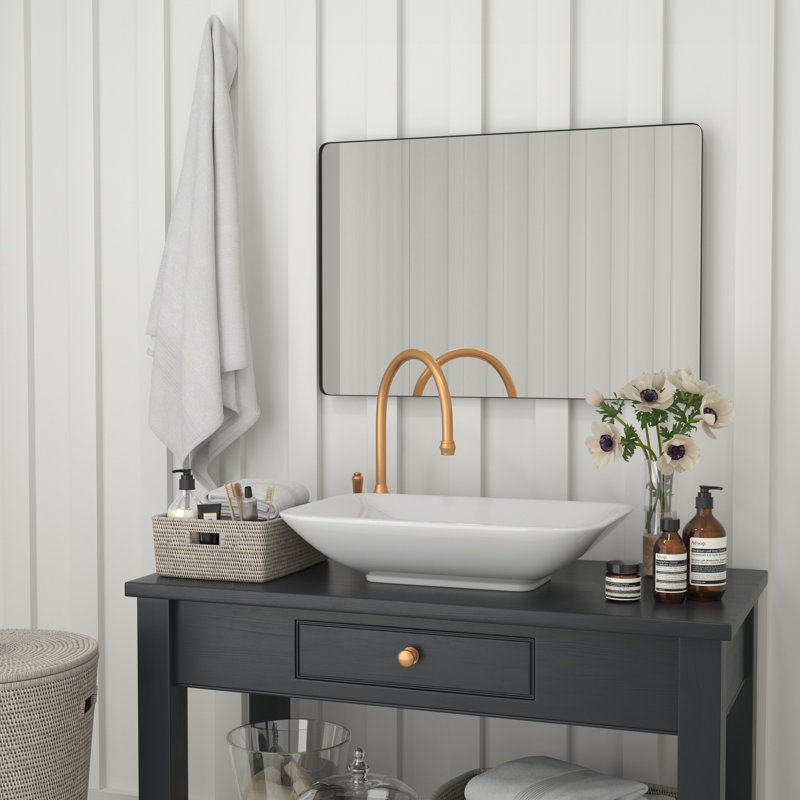 Feldspar Horizontal or Vertical Accent Wall Mount Mirror with Metal Frame, 36" H x 24" W x 1.50" D