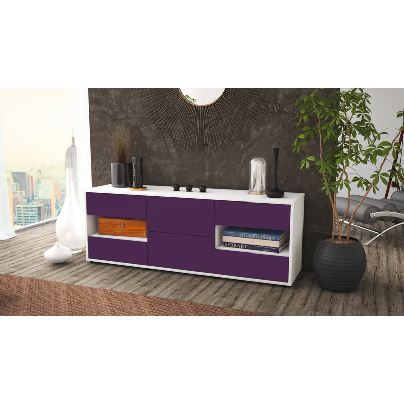 Ybanez Unfinished TV Stand for TVs up to 60, Purple / Matte White