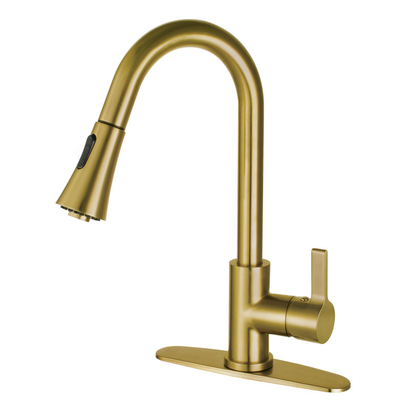 Kingston Brass Continental Single-Handle Pull-Down Kitchen Faucet, Brushed Brass