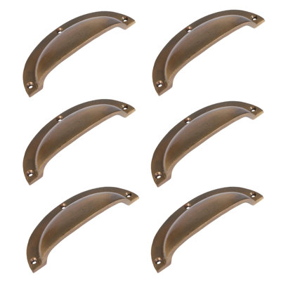 Hammer & Tongs - Curved Cabinet Cup Handle - W130mm x H50mm - Brass