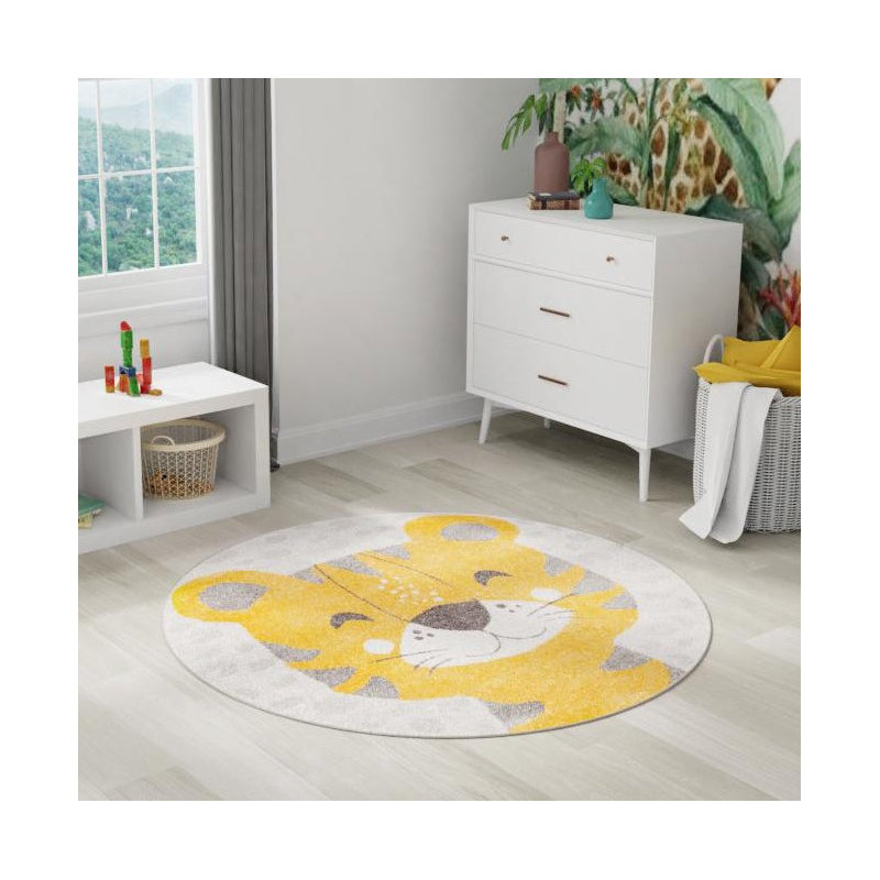 Round Animal Print Polypropylene Plastic Rug, Round 3'3"