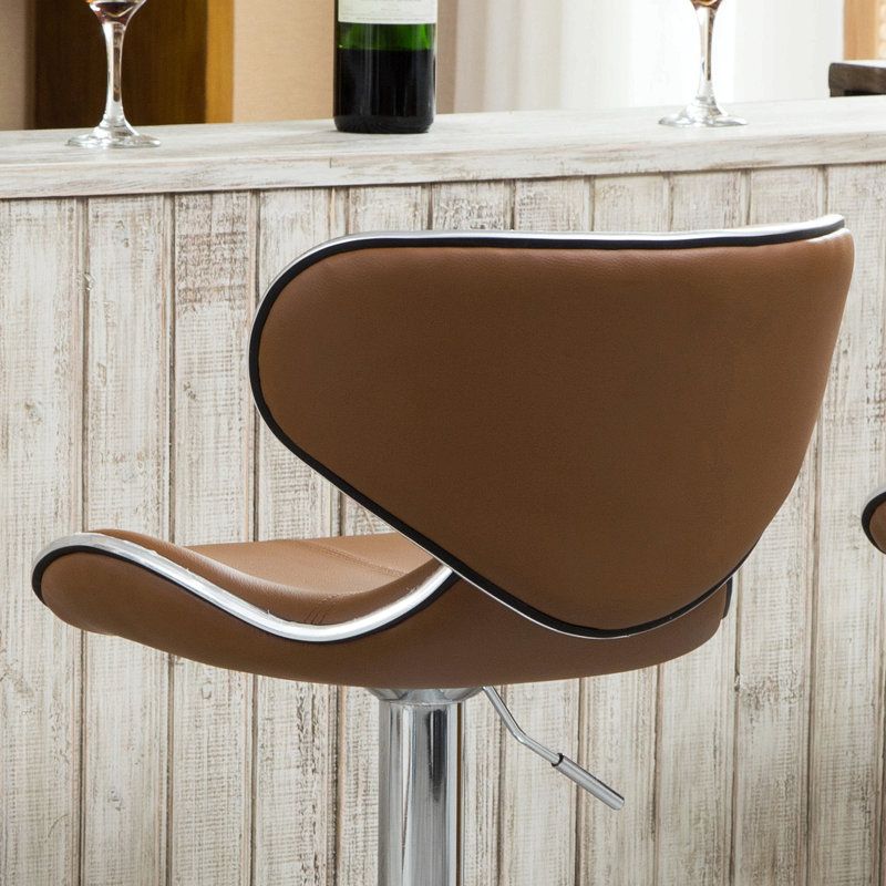 Masaccio Upholstery Airlift Adjustable Swivel Barstool With Chrome Base, Set Of 2, Coffee