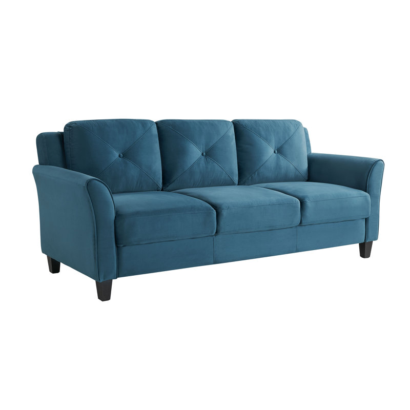 Lourdez Upholstered 56.3'' Loveseat, Hartford Blue Microfiber, 3, 32.7"H x 78.7"W x 31.5"D