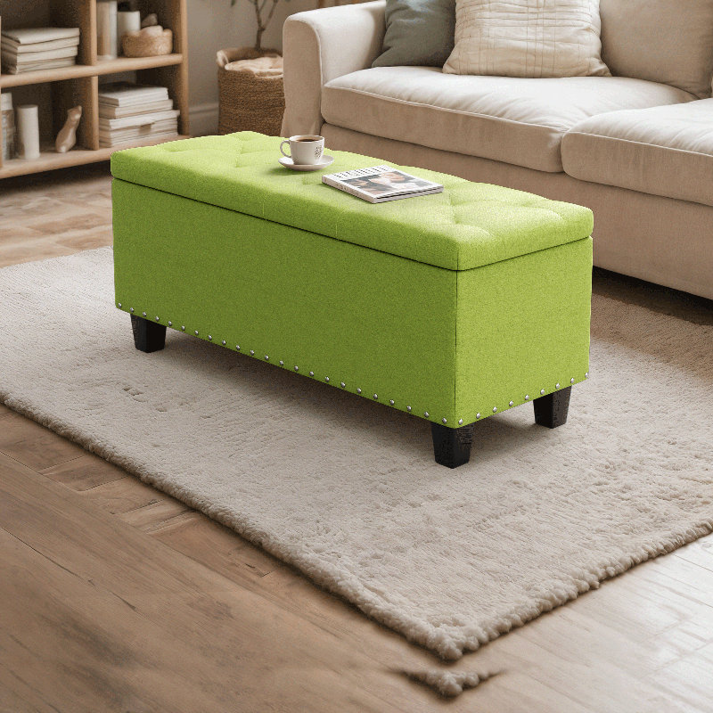 Repose-pieds de 42 po avec repose-pieds capitonné et repose-pieds pour le salon de la chambre à coucher, Vert