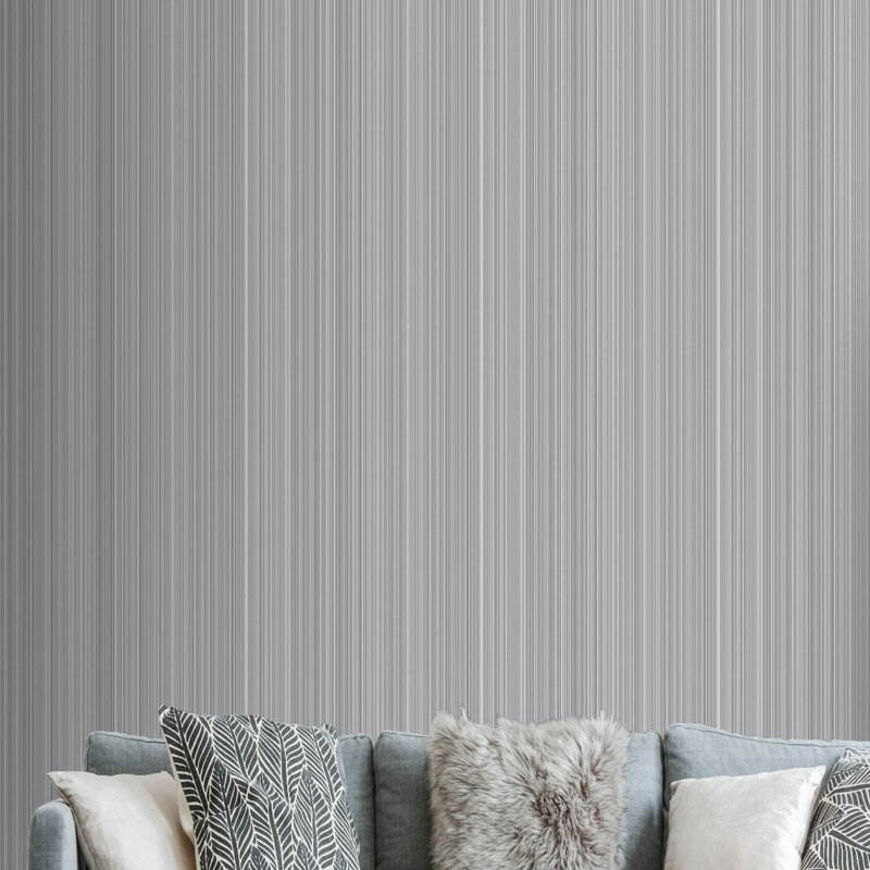 Boutique Metallic Striped Wallpaper, Silver