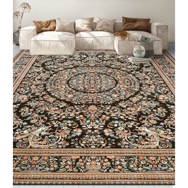 Tapis rectangulaire en laine noué à la main