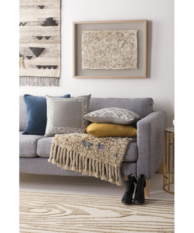 Ethiopia Rwanda Geometric Cotton Blend Throw Pillow, Gray/White, Pillow Cover Only - No Insert