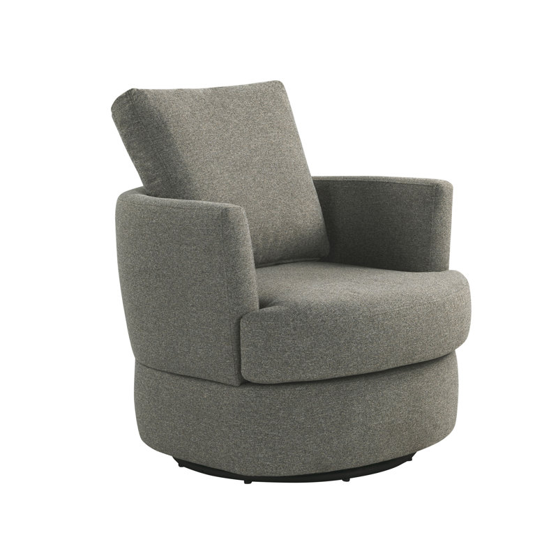 Elden 29" Wide Upholstered Swivel Accent Chair, Gray Polyester