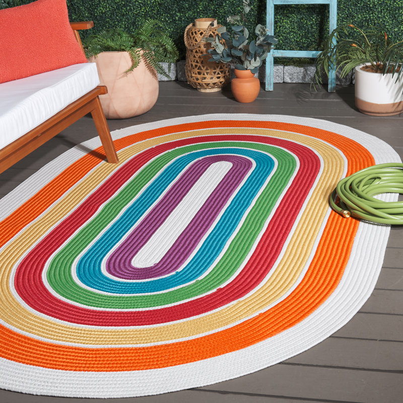 Braided Hand Woven Performance Indoor/Outdoor Area Rug, Oval 5' x 8'