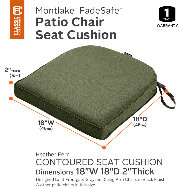 Pina Outdoor 2'' Dining Chair Seat Cushion, Heather Fern Green, 2" H x 18" W x 18" D