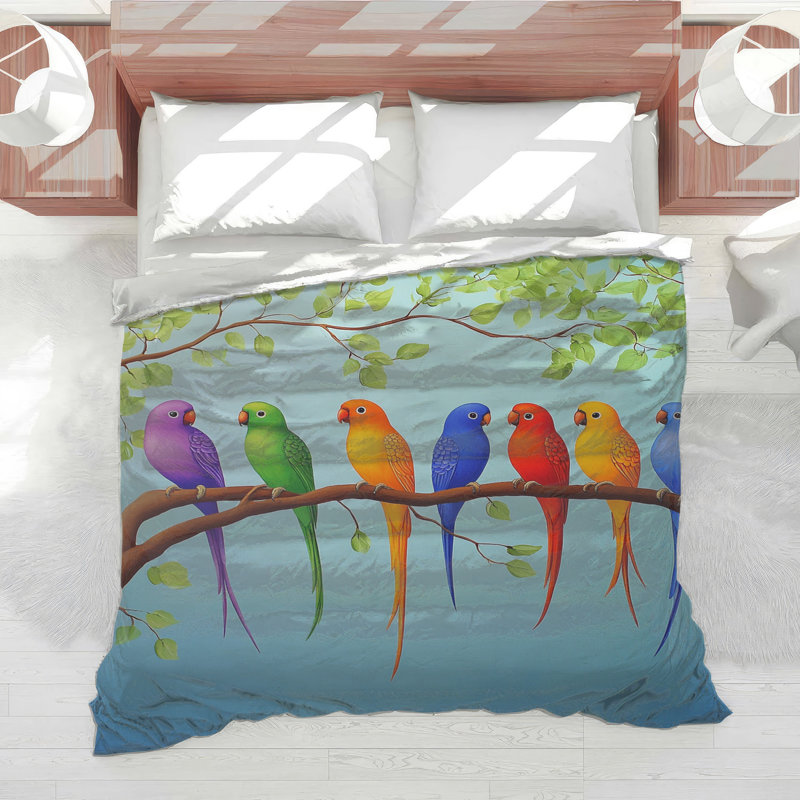 Parrots Bedding Animals Comforter Bohemian, King