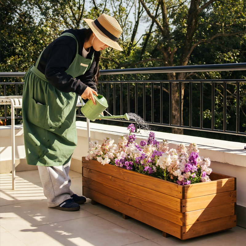 Handmade Wood Planter Box, 32cm H x 119.89cm W x 39.88cm D, Brown