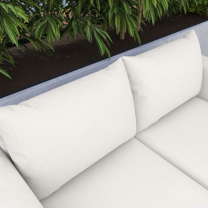 Lit de repos de patio de 55 po de largeur avec coussins, Beige / Blanc