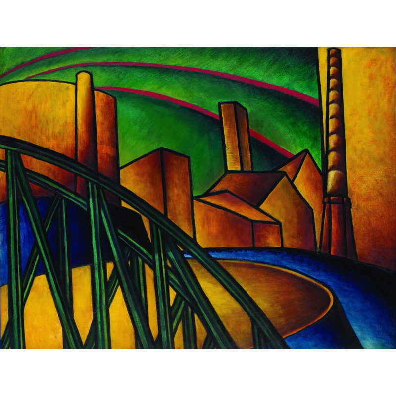 Paysage avec pont à udabuda Hajowyar, H 18 po x l 24 po