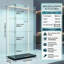 4-Tier Double Door Glass Display Cabinet with USB LED Strip, 163cmH Large Frameless Curio Cabinet with Glass Top, Black / White-1975298136