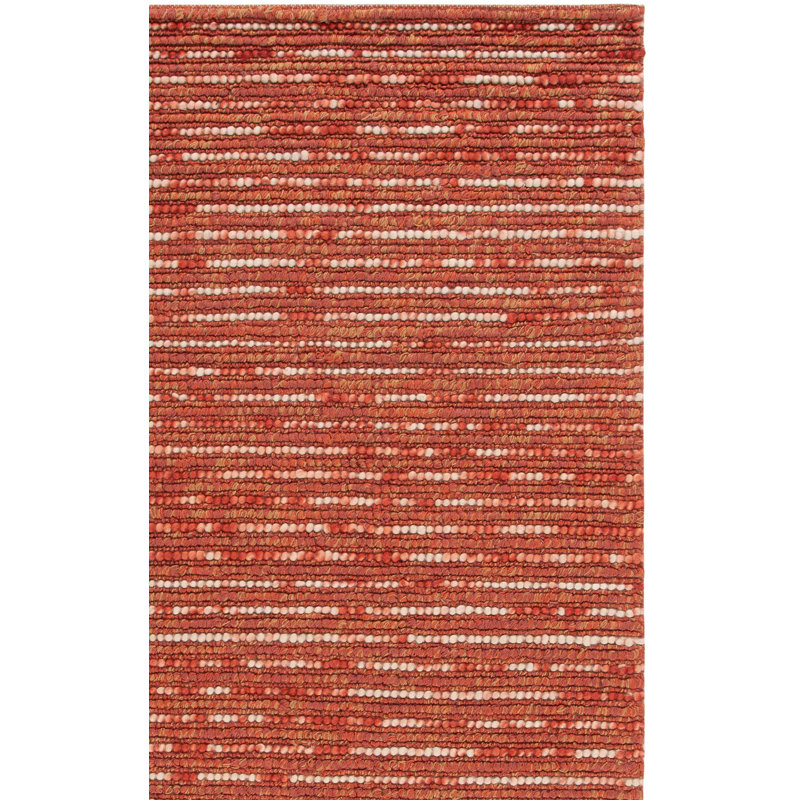 Tapis rouille rayé tissé à plat à la main Ferrera, Rectangle 3 pi x 5 pi