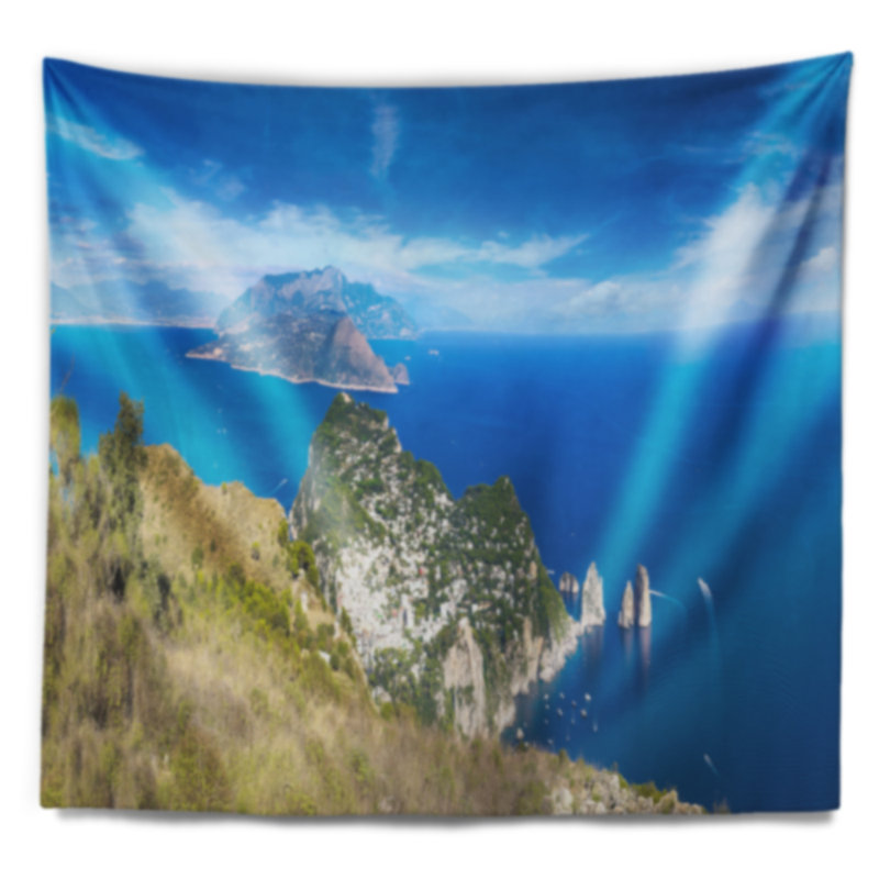Photographie île de capri en italie tapisserie, H 32 po x l 39 po
