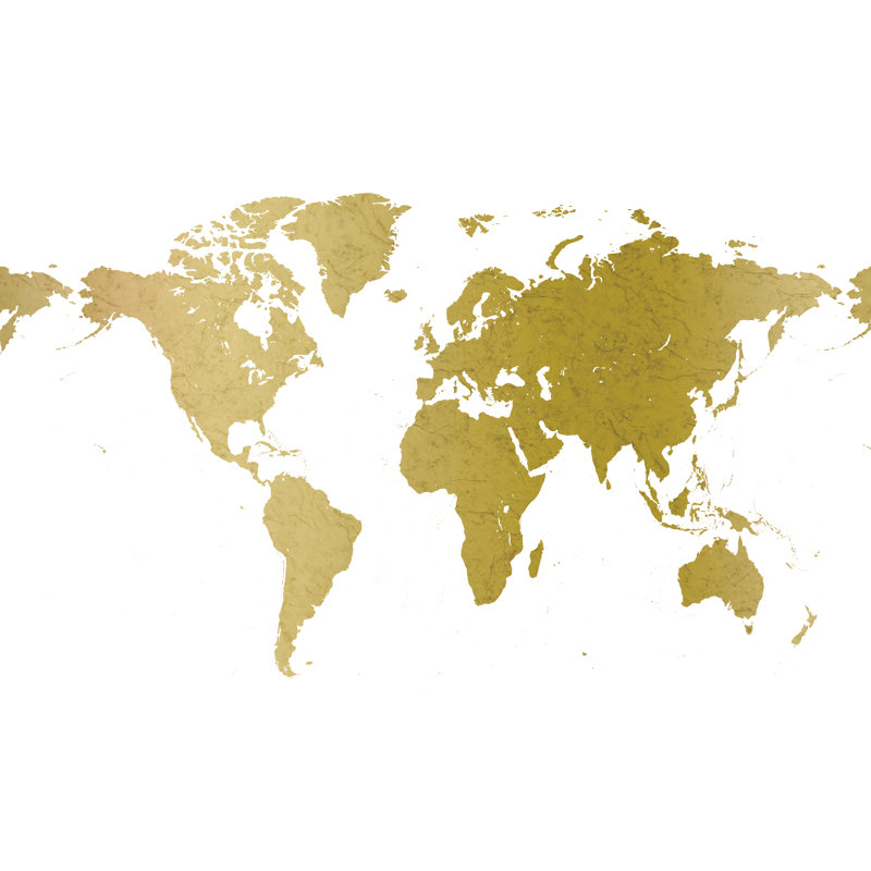 World Map White And Gold - Wrapped Canvas Art Prints, 61cm H x 91cm W