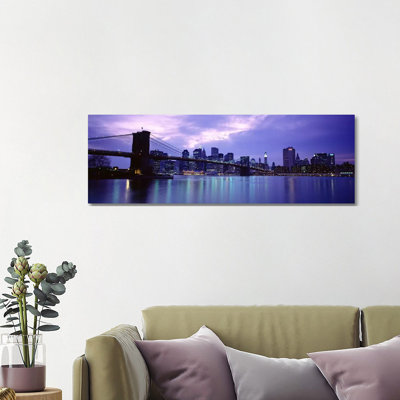 Skyscrapers In A City, Brooklyn Bridge, NYC, New York City, New York State, USA - Wrapped Canvas Panoramic Print