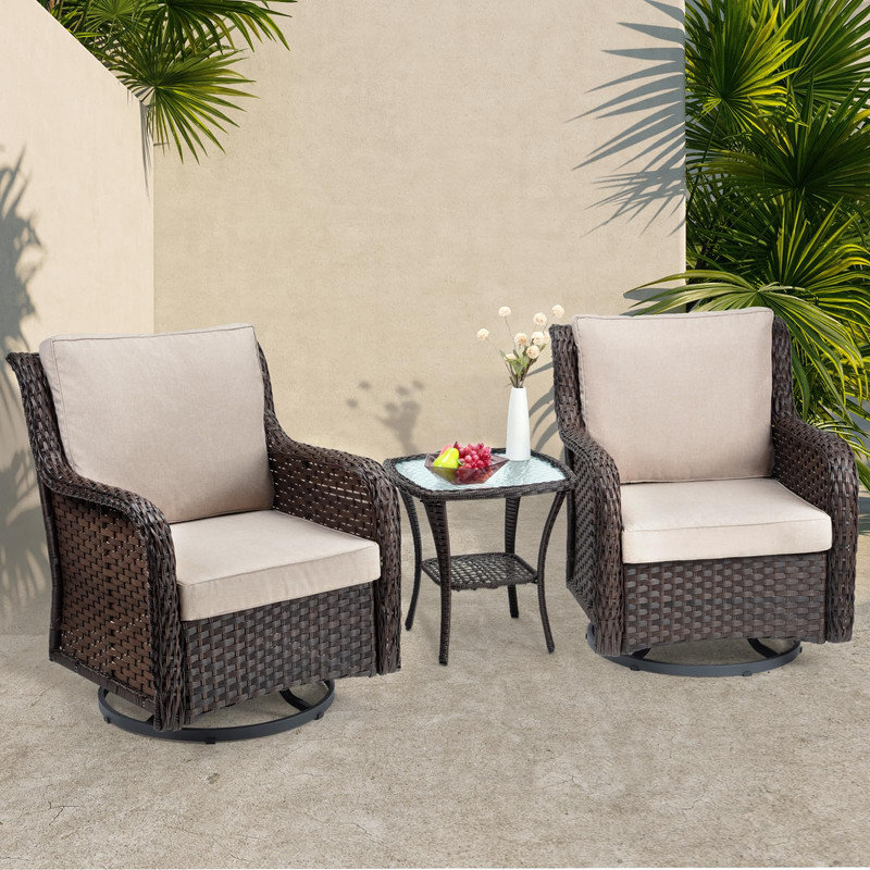 Ensemble de chaises berçantes 3 pièces, Beige