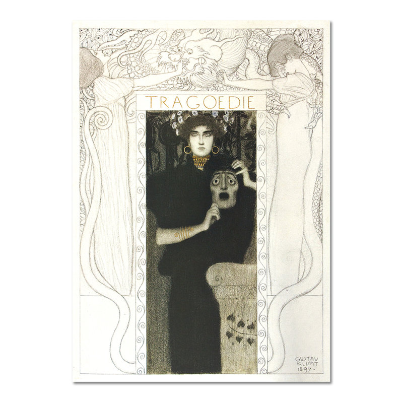 Tragedy by Gustav Klimt - No Frame Painting on Plastic / Acrylic, 95cm H x 65cm W