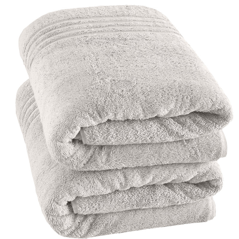 Ensemble de 2 draps de bain géants 100% coton, surdimensionnés et absorbants, Argent argent