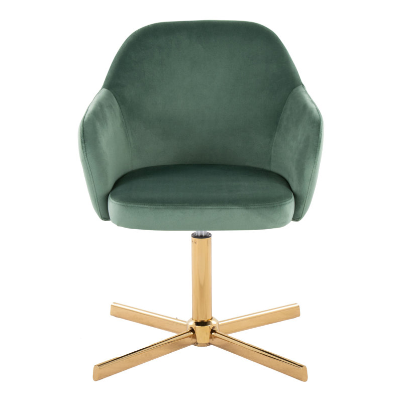 Braylee Swivel Accent Chair, Green Velvet, Gold