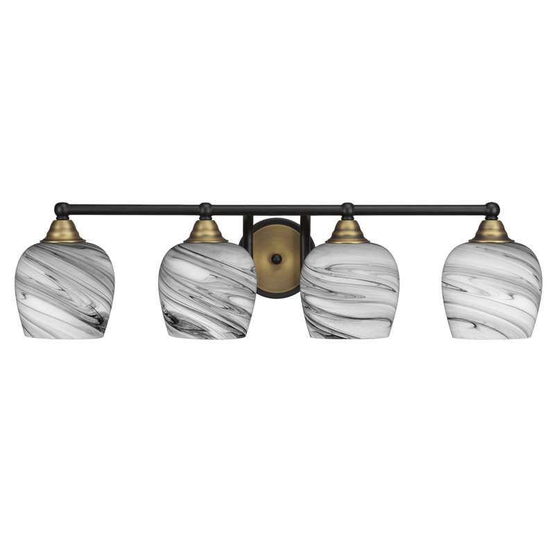 Michell 4-Light Bath Bar, Matte Black/Brushed Gold