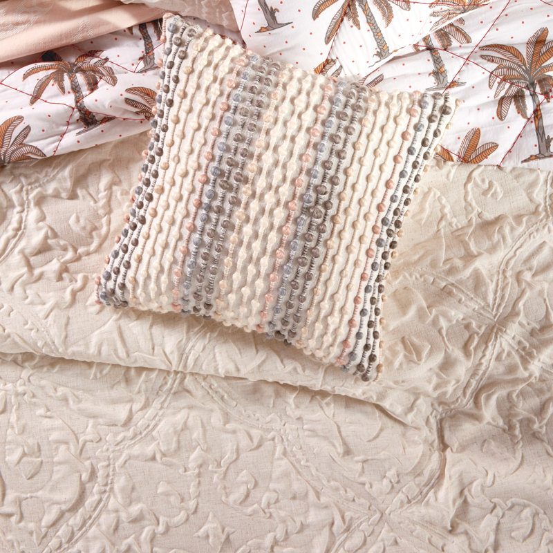 Vintage Tile Comforter Set, King Comforter + 2 Shams, Ivory