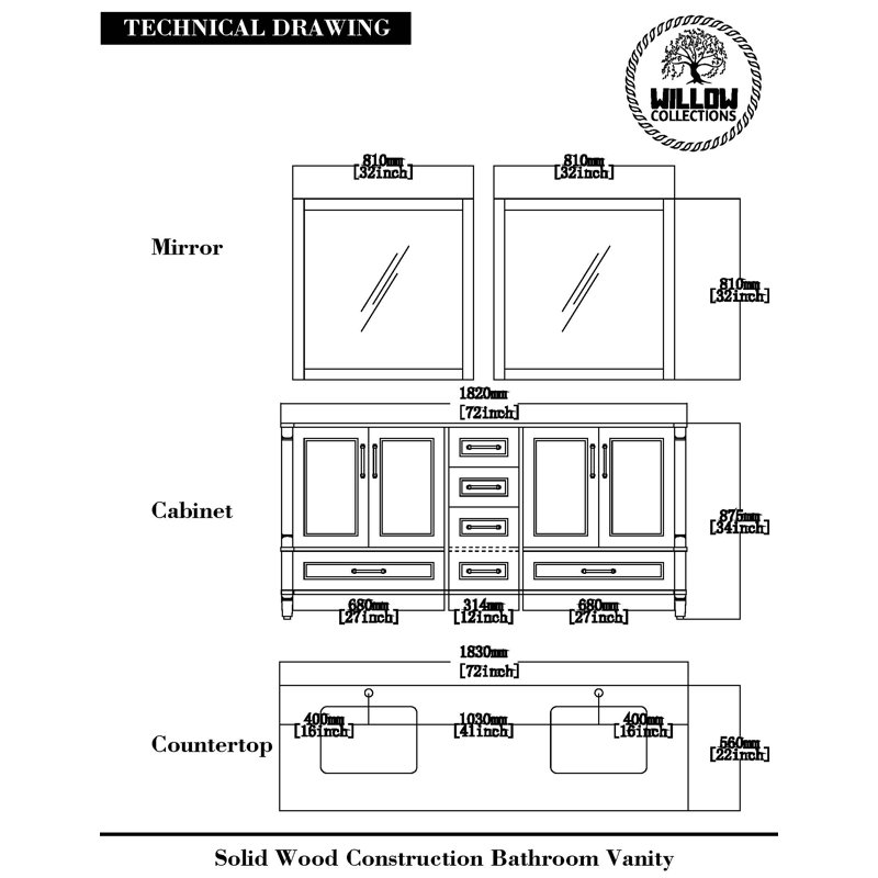 Hudson 72" Hale Blue Double Sink Vanity with Carrara Marble Top