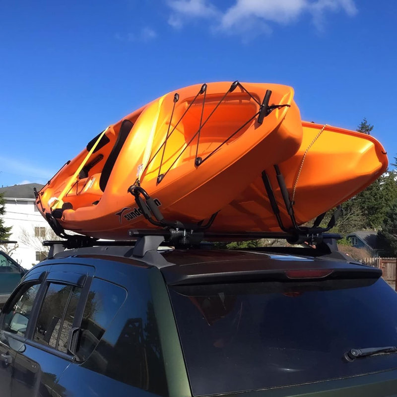 Barre de toit pour kayak - capacité de 150 lb, fabrication en acier avec coussinets de protection, ajustement universel pour barres transversales