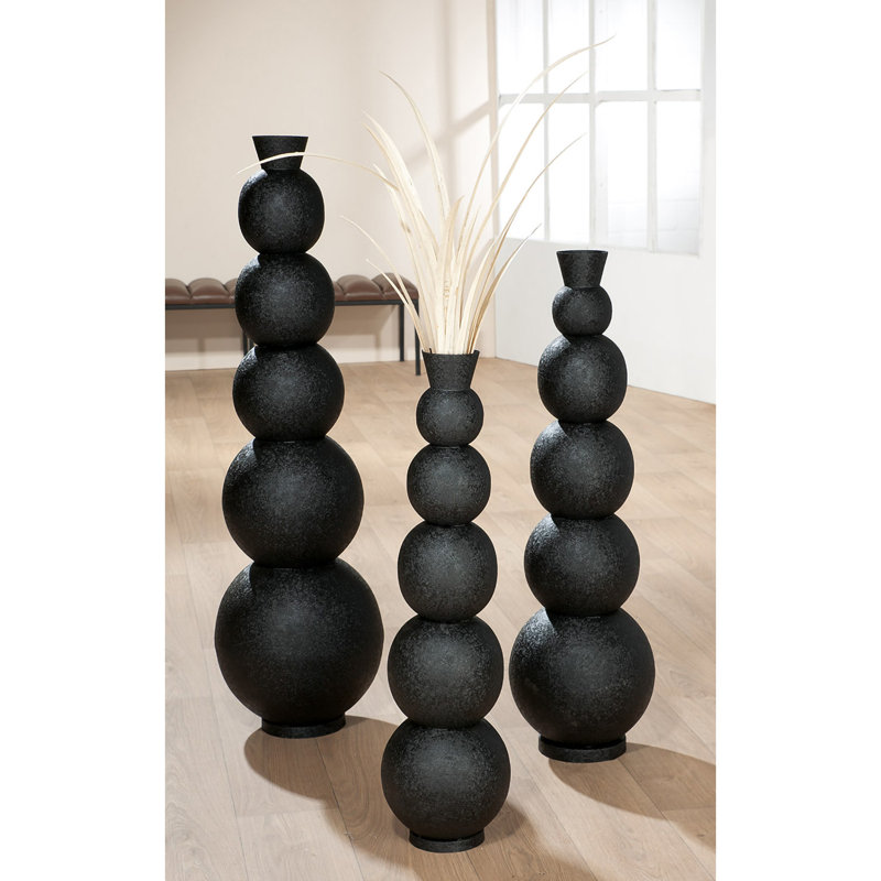 Iron Floor Vase, Black, 87cm H x 25cm W x 25cm D