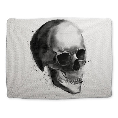 Black and White Skull Placemat | Man Cave Decor | Polyester