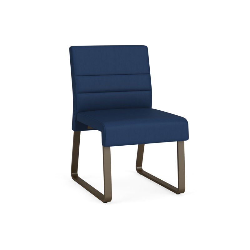 Chaise d'invité sans accoudoirs Waterfall, Bronze, Vinyle bleu Patriot Plus Imperial