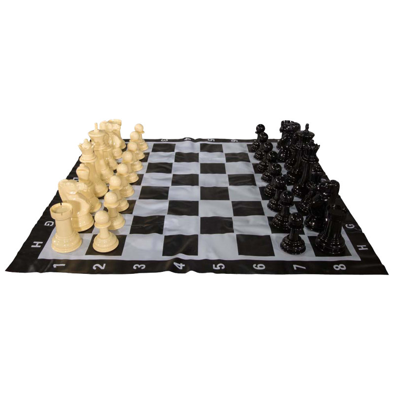 8" Tall Oversized Chess Set with Vinyl Roll-up Board