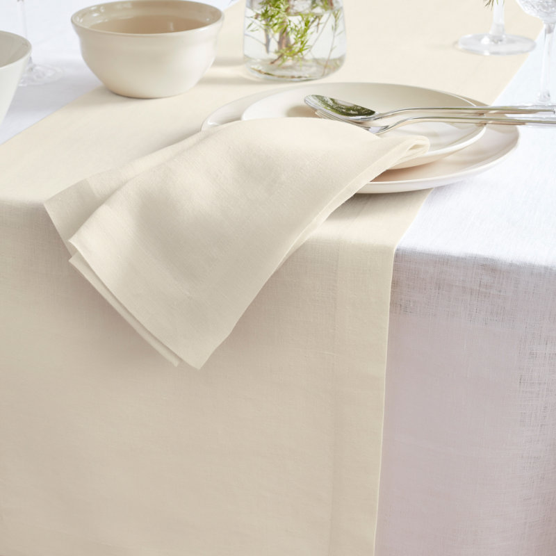 Sonoma - 100% Pure Linen Table Runner (Pre-Washed), 36" x 14", Ivory