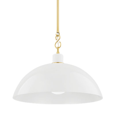 Mitzi Camille 1 Light Pendant By Zio & Sons X  In Aged Brass,white