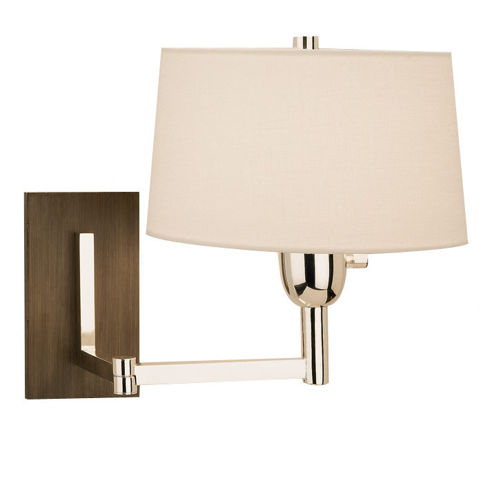Wonton 1 - Light Swing Arm, White, Chrome/Brown