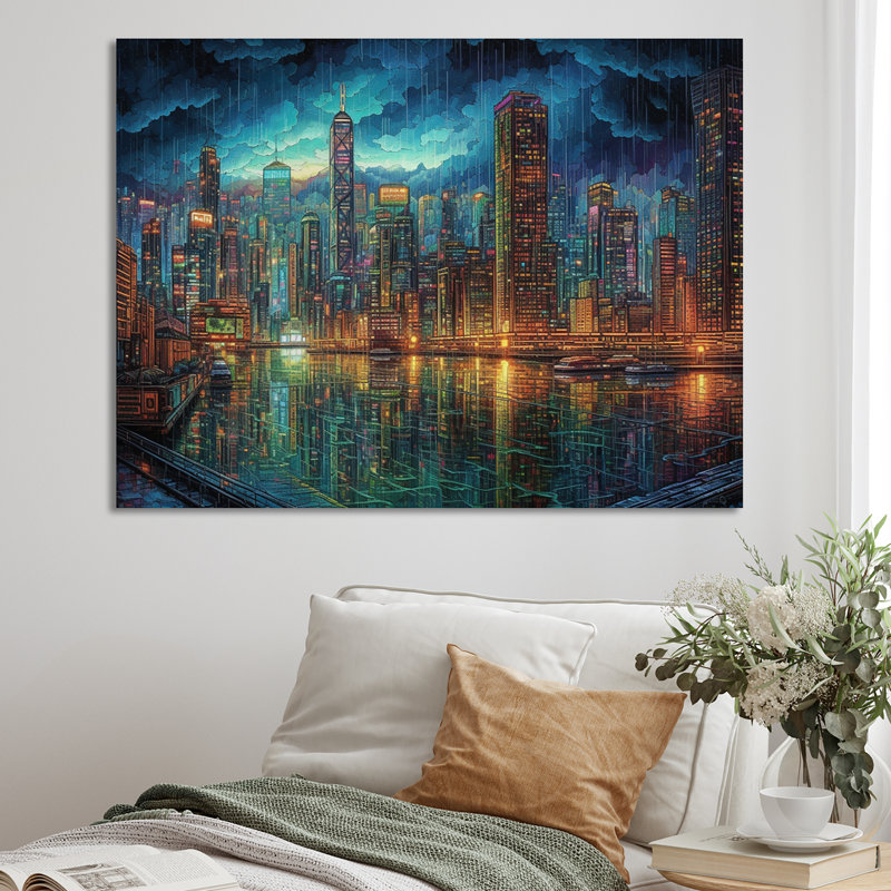 «Blue and Green Elegance In Expanse», reproduction sur toile encadrée, H 12 po x l 20 po x P 1 po, Toile tendue