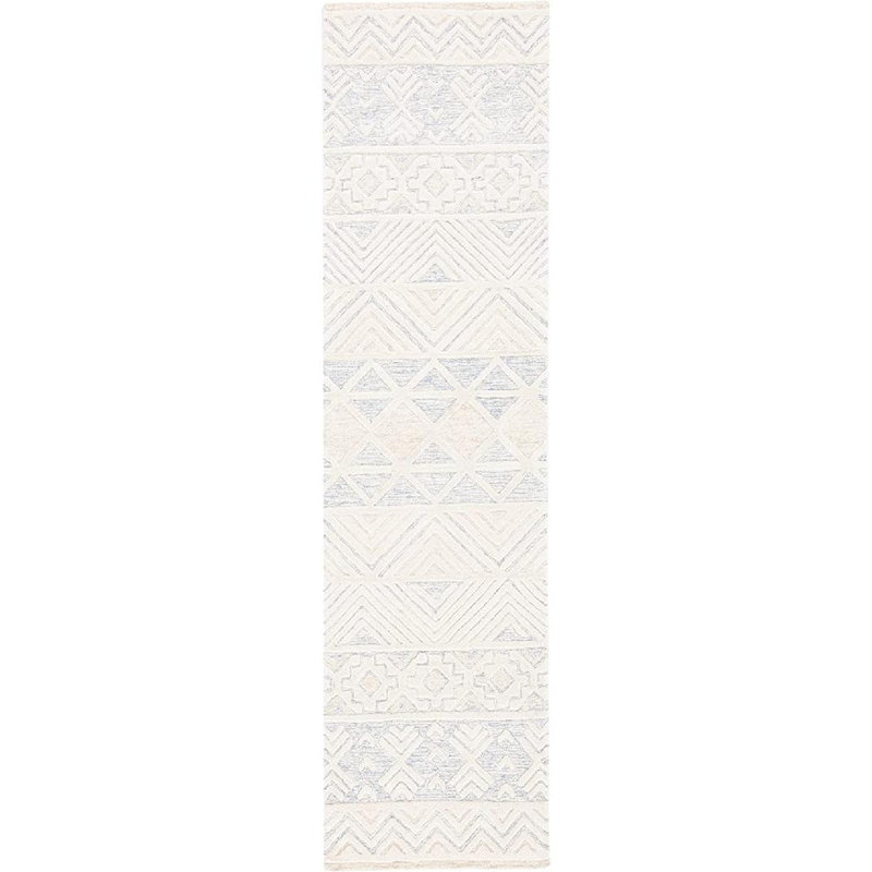 Artistry Hand Tufted Wool/Cotton Southwestern Rug in Ivory/Light Gray, Runner 2'3" x 9'