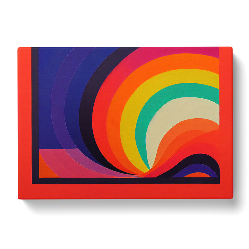 Rainbow Block Print Abstract - Wrapped Canvas, 40cm H x 60cm W x 3cm D
