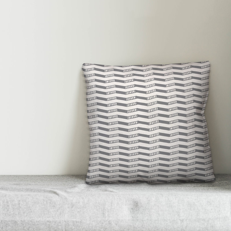  Housse et insert de coussin carré Tally, 16 po x 1 po, Chevron gris 1