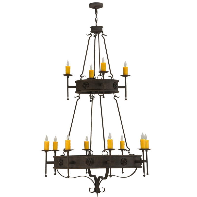 Lustre à plusieurs niveaux de style bougie 12 lumières Beardsley
